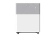 White refrigerator with gray top on a white background