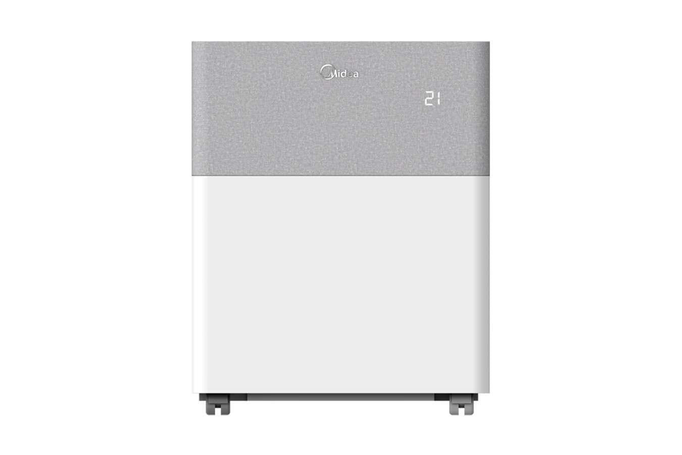White refrigerator with gray top on a white background